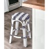 HomeRoots 24" Blue and White Rattan Backless Counter Height Bar Chair - 2 of 3