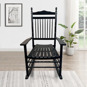 VYNXARIA Elegant Black Wooden Porch Rocker Chair for Relaxation - Classic Design,Comfortable Seating£¬without mat - 1 of 4