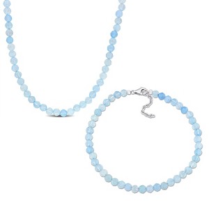 EVERLY JEWELRY | Silver Gemstone Necklace and Bracelet Set, 19 in + 8.25 in- Multiple Gemstone & Metal Color Options - 1 of 4