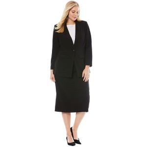 Jessica London 2-Piece Stretch Crepe Single-Breasted Skirt Suit - 1 of 4