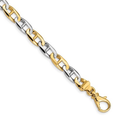 Black Bow Jewelry 6.5mm 14k Two Tone Gold Polished Anchor Link Chain Bracelet