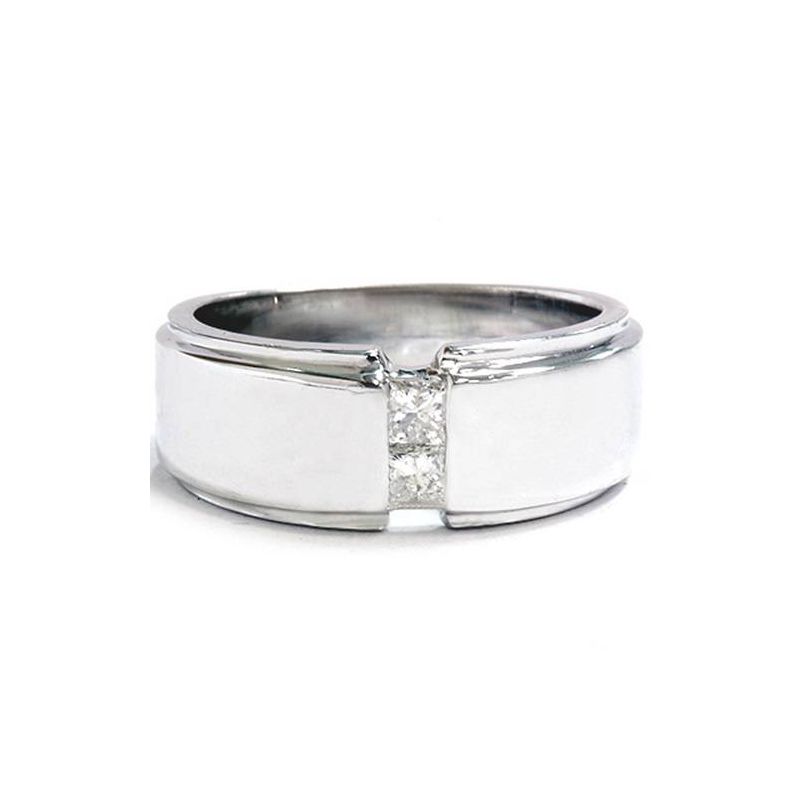 Pompeii3 Mens 14K White Gold Princess Cut Diamond Wedding Ring, 2 of 4