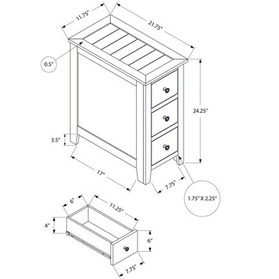 Espresso Brown Wood Rectangular Side Table with Storage Drawers