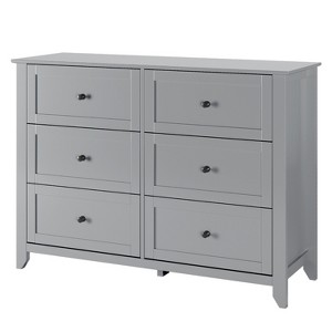 Zstar 6 Drawer Dresser, Modern Chest of Drawers with Round Handle and Sturdy Leg - 1 of 4