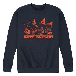 Men's - Peanuts - Happy Halloween Trick Or Treat Characters Graphic Fleece Sweatshirt - 1 of 4