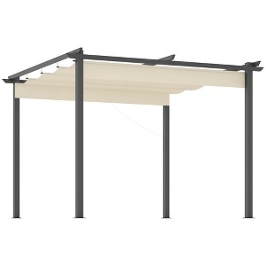 Outsunny 10' x 10' Retractable Pergola Canopy Patio Gazebo Sun Shelter with Aluminum Frame for Outdoors, Cream White - 1 of 4