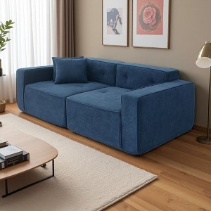 Full Foam Modern Teddy Velvet Indoor Sofa with Ergonomic Rebound Foam - 1 of 4