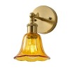 Dewdrop Vintage 1-Light Wall Lamp with Amber Tulip Glass Shade Wireless Design for Bedside, Bedroom, Living Room, or Foyer - 2 of 4