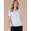 INSPIRE CHIC Women's Elegant Satin Dressy Casual V Neck Short Puff Sleeve Business Work Shirt - 4 of 4
