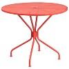 Flash Furniture Oia Commercial Grade 35.25" Round Indoor-Outdoor Steel Patio Table Set with 4 Round Back Chairs - 3 of 4