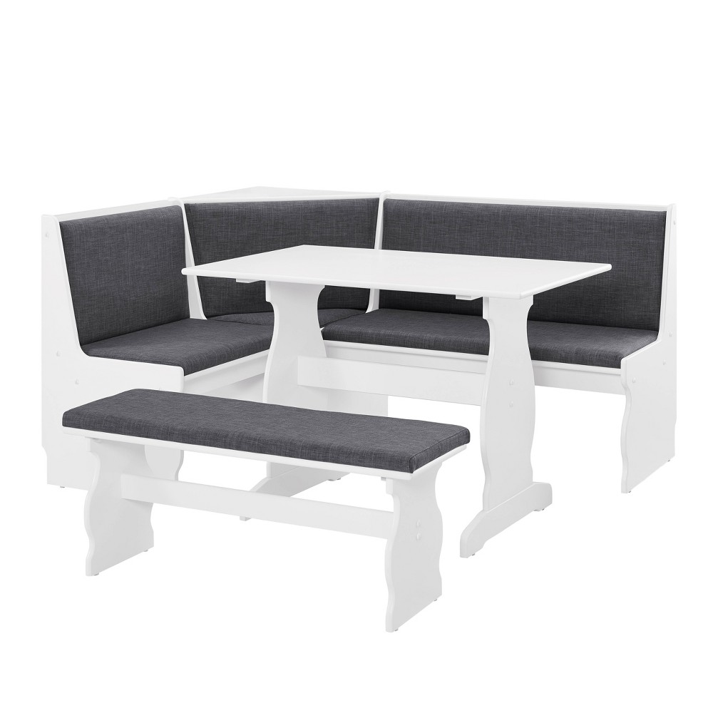 Photos - Dining Table Linon 3pc Sasha Breakfast Nook Dining Set Charcoal - : Upholstered Bench, Seats 6, Wood Finish 