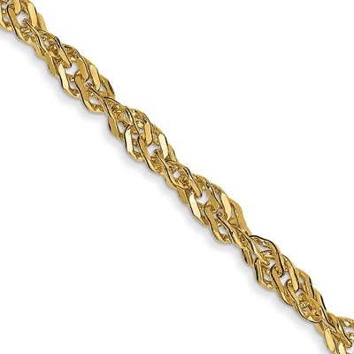 Black Bow Jewelry 2.75mm 14K Yellow Gold Hollow Singapore Chain Necklace