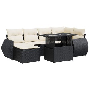 vidaXL Garden Sofa Set Black - 1 of 4