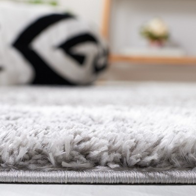 Tahoe Gray and Ivory Synthetic Shag Runner Rug, 2 x 9 ft