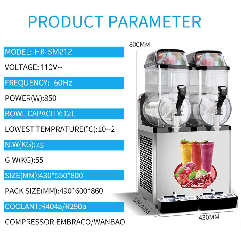110V Commercial Smoothie Machine 30L Dual Tank 950W Stainless Steel Margarita Frozen Drinks with Powerful Compressor, 4 of 5
