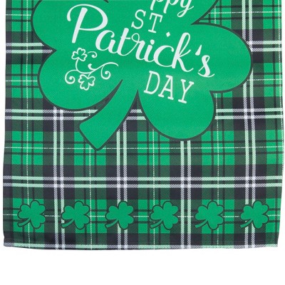 Green Plaid St. Patrick's Day Shamrock House Flag 28" x 40"