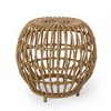 Boho Faux Rattan Outdoor Side Table, Handcrafted Patio Coffee Table, 19.7" Cylinder Patio End Tables -Christopher Knight Home - 4 of 4