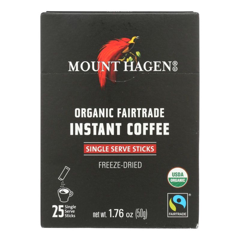 Mount Hagen Organic Instant Coffee - Case of 8 Boxes/25 Single Serve Sticks/1.76 oz, 2 of 6