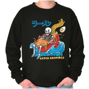 Skeleton Ramen Surf Catch Cravings Sweatshirt for Men or Women Brisco Brands - 1 of 4