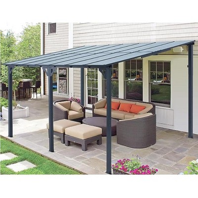 Outdoor Lean to Gazebo, Wall-Mounted Lean to Metal Awnings Gazebos, Hard Top Lean to Pergola,for Patio, Deck, Porch, Lawn and Backyard