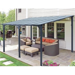 Outdoor Lean to Gazebo, Wall-Mounted Lean to Metal Awnings Gazebos, Hard Top Lean to Pergola,for Patio, Deck, Porch, Lawn and Backyard - 1 of 1