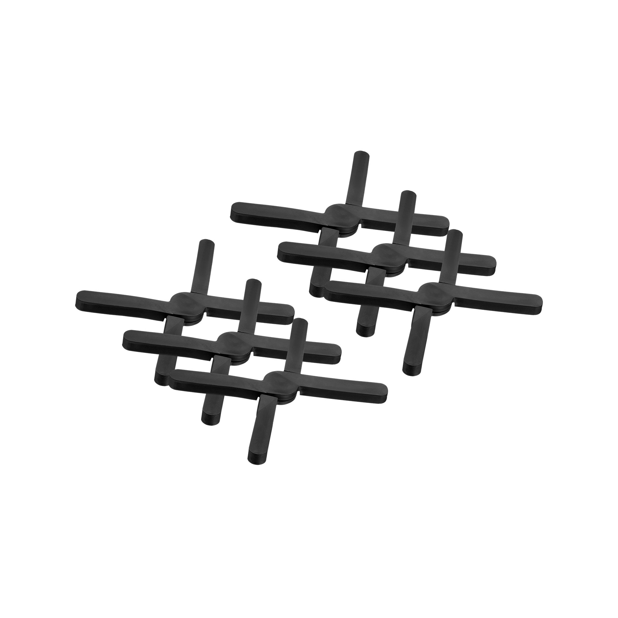 Unique Bargains Foldable Heat Resistant Non-Slip Silicone Trivet Mat for Pots Coasters Black 6 Pcs