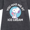 - Peanuts - You Had Me At Ice Cream Graphic Short Sleeve Fleece Dress - 2 of 4