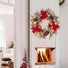 24" Pre-Lit Christmas Wreath for Front Door, Large Artificial Christmas Wreath, Battery Operated Lighted Xmas Wreath for Door Window - 4 of 4
