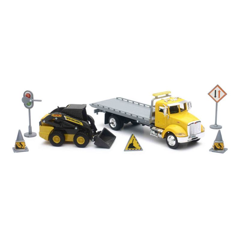 New Ray 1/43 Peterbilt Roll-off with New Holland Skid Steer 16173, 1 of 2