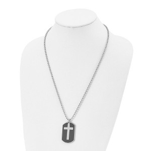 Chisel Stainless Steel Polished Black IP-plated 2 Piece Cross Dog Tag on a 24" Ball Chain Necklace - 1 of 4