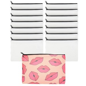 Bright Creations 15 Pack Blank Sublimation Canvas Bags, DIY Cosmetic Zipper Makeup Pouch Set, 10 x 7 in - 1 of 4