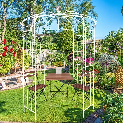 81.3''x114.2''arch Metal Outdoor White Tiered Planters, Birdcage Shape ...