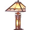 Chloe Lighting Kay Tiffany-Style Mission 3 Light Double Lit Wooden Table Lamp 15" Shade - 4 of 4