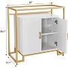 Garvee Modern Farmhouse Buffet Sideboard Cabinet with Tempered Glass Top and Steel Frame – 2-Door Engineered Wood Storage Cabinet - 3 of 4
