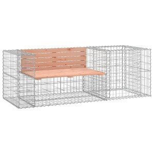 vidaXL Garden Bench With Gabion Basket Natural brown wood and grey steel - 1 of 4