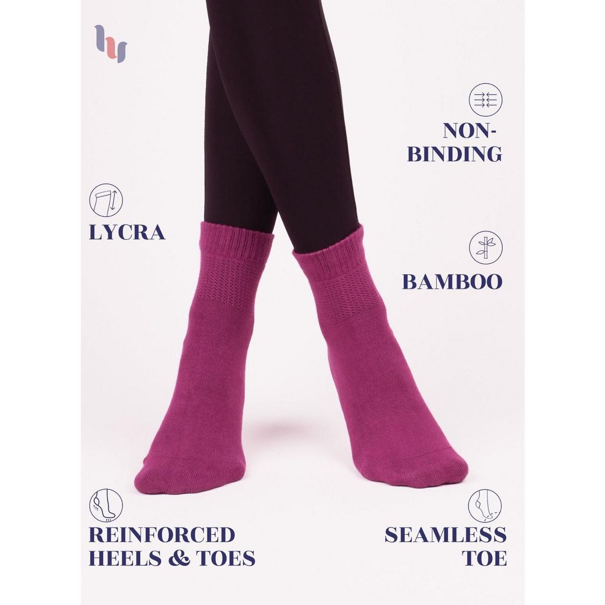 Hugh Ugoli Women's Diabetic Bamboo Ankle Socks Soft Seamless Toe Wide Fit (3 Pairs) - thumbnail 7