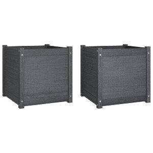 vidaXL Garden Planter Set of 2 Grey Solid Pinewood 19.7x19.7x19.7 in - 1 of 4