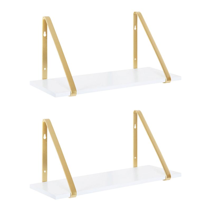 2pk 18&#34; Soloman Wooden Shelves with Brackets White - Kate &#38; Laurel All Things Decor, 1 of 12