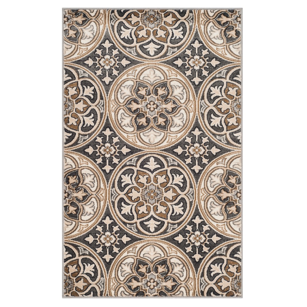 3'3inx5'3in Medallion Loomed Accent Rug Light Gray/Beige - Safavieh