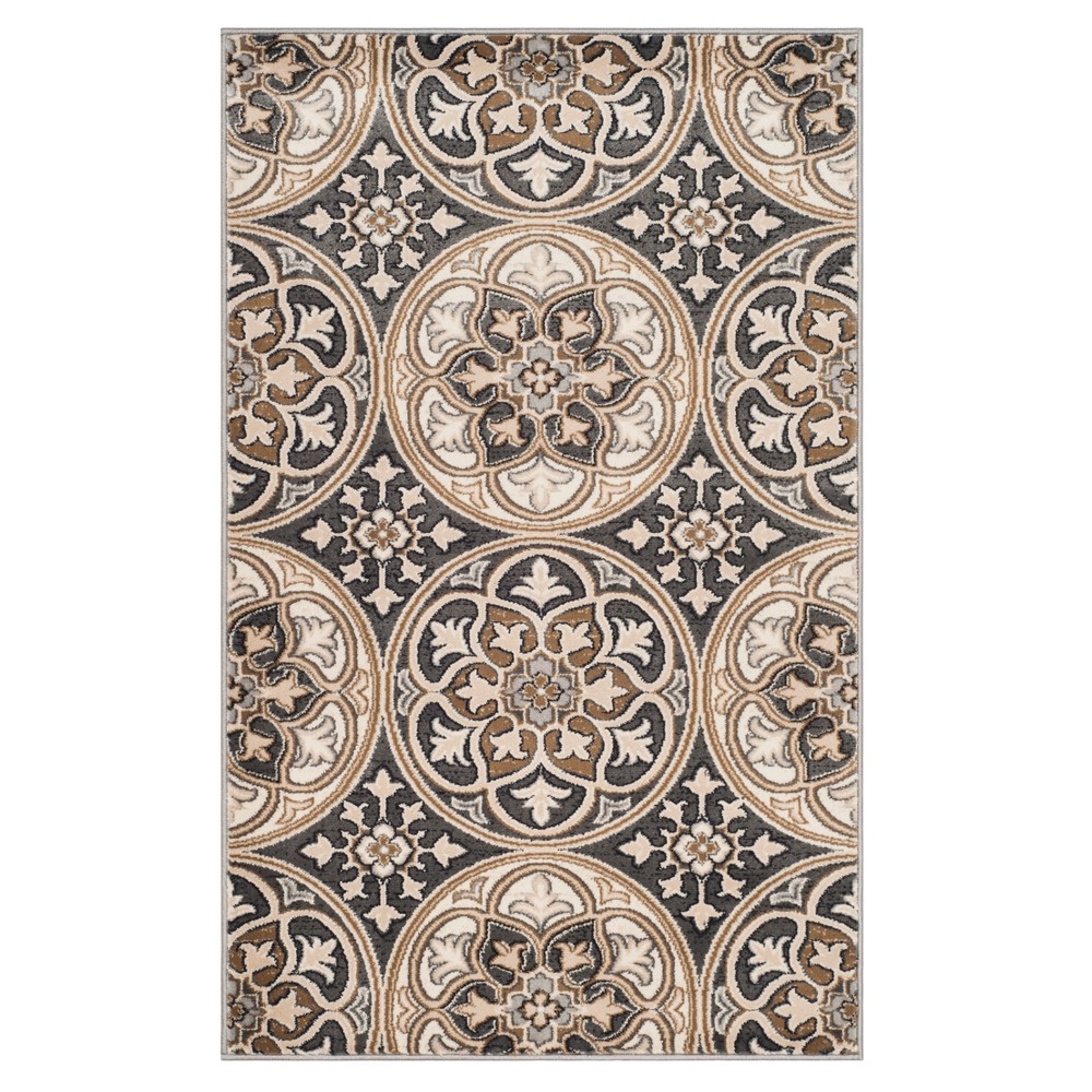 4'X6' Medallion Loomed Accent Rug Light Gray/Beige - Safavieh