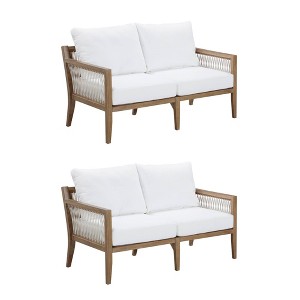 Nathan James Set of 2 Freya Outdoor Loveseat White - 1 of 4