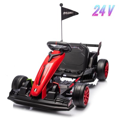 Garvee 24V Electric Go Kart for Kids Ages 6-12, 7.5MPH High-Speed Drift Car with Adjustable Seat, 2×200W Motors,7Ah Battery,135lbs Max Load
