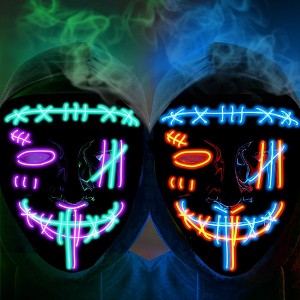 Whizmax[2PACK]Halloween Led Scary Mask -Purge Mask with 3 Lighting Modes for Cosplay Costume - 1 of 4