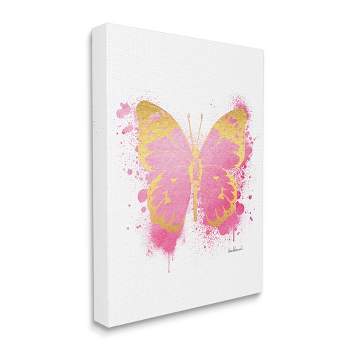 Stupell Industries Hot Pink Pop Butterfly Glam Paint Splatter