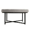 Flash Furniture Ashton 34" Round Cotton Linen Tufted Ottoman with Metal Frame - 3 of 4