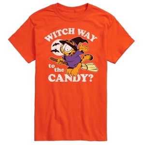 Men's - Garfield - Halloween Witch Way To The Candy Short Sleeve Graphic T-Shirt - 1 of 4