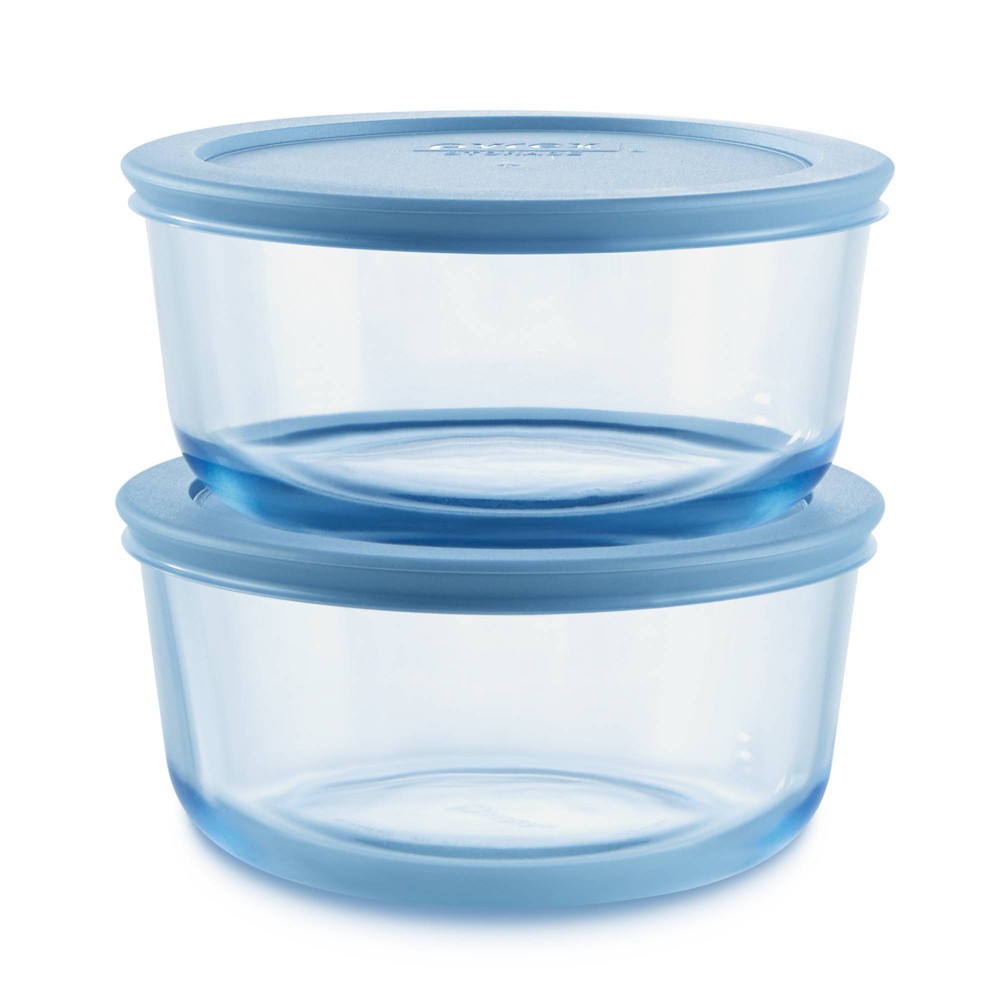 PyrexÂ® Simply StoreÂ® Tinted 4pc Lidded Round Storage Set Blue