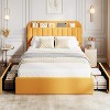 Twin Bed Frame with Storage Headboard & 2 Drawers, Girls Boucle Upholstered Platform Bed with Built-In Bookcase - 4 of 4