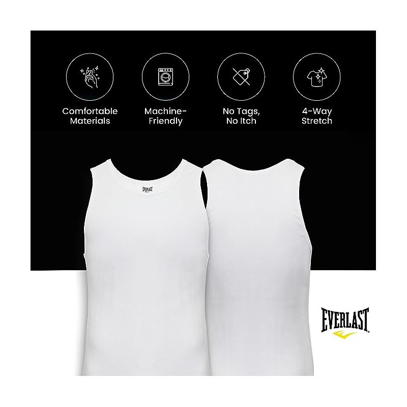 Everlast Men's 3 Pack Tank Top Essentials Undershirts Tagless Breathable T-Shirt For Men, 5 of 7