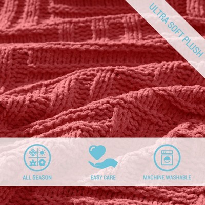 Coral Knitted Faux Fur Reversible Throw Blanket, 50" x 60"